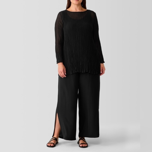 NWT Eileen Fisher Silk Georgette Crepe Straight Ankle Pant in color Aegean SZ 3X - Picture 2 of 11